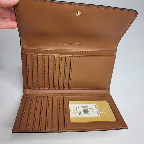 NWT Michael Kors TriFold Wallet Jet Set Travel Vanilla Brown NEW - Picture 8 of 13